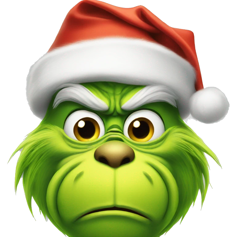 Grinch wearing Santa hat emoji