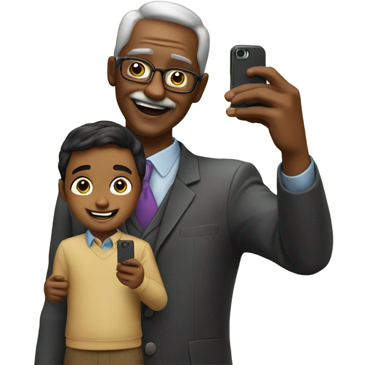 Child taking selfie with his great uncle emoji