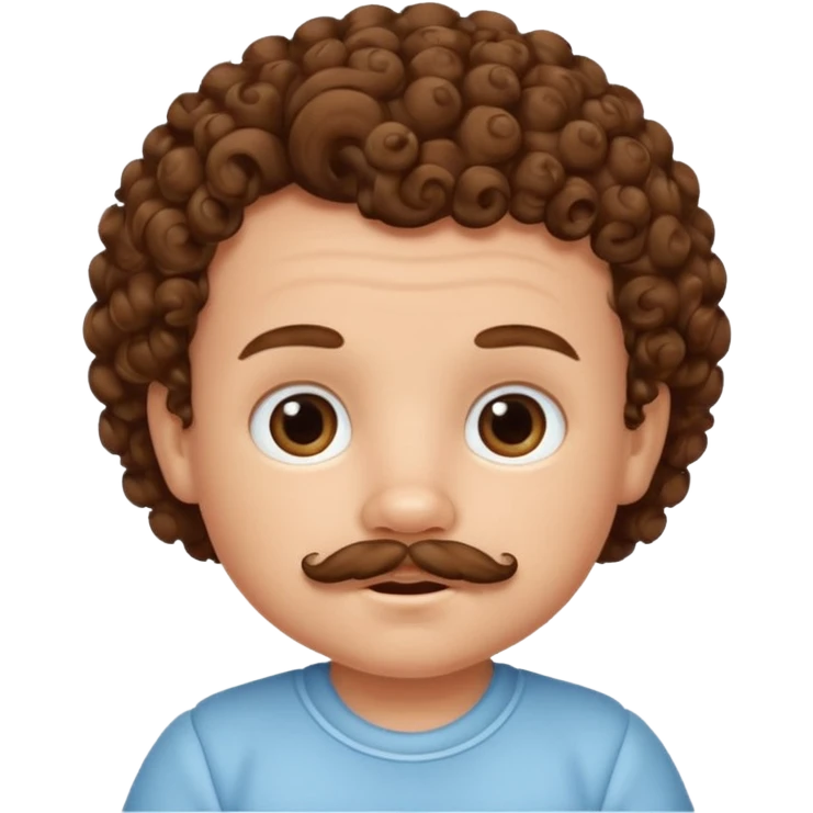 curly hair mustashed baby emoji