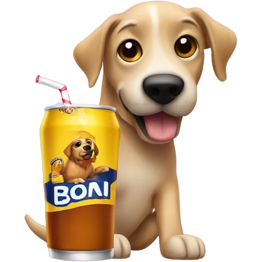 Dog drinking a twisted tea  emoji