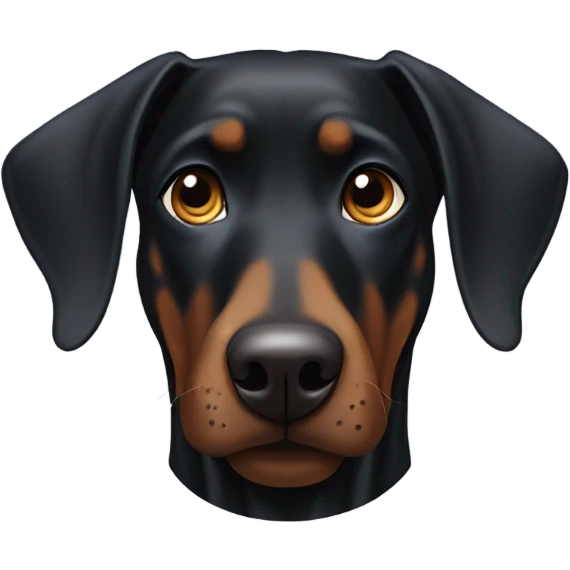 Black Doberman one ear cropped up one ear floppy not cropped emoji