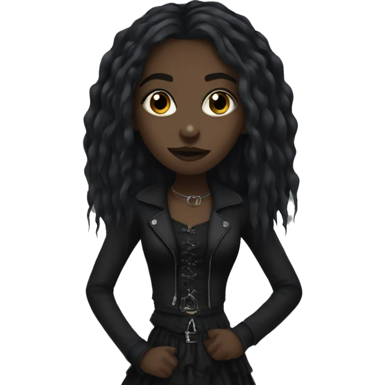 Black goth girl with long hair emoji