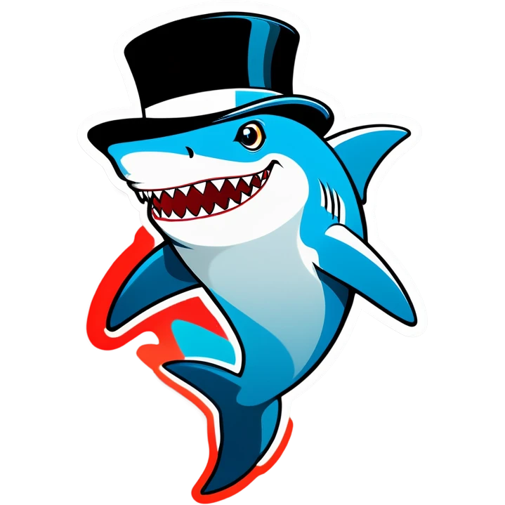 Shark with a top hat emoji