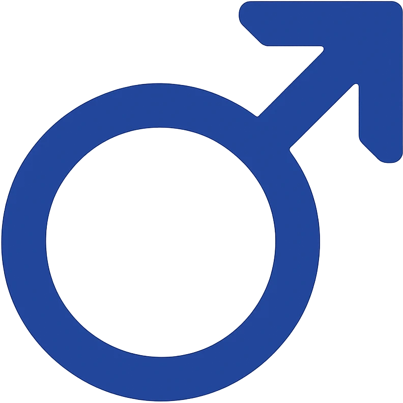 Create a minimal male gender symbol emoji in flat blue style, suitable for a Discord role icon, with transparent background. Keep the design simple and clear for small sizes. emoji