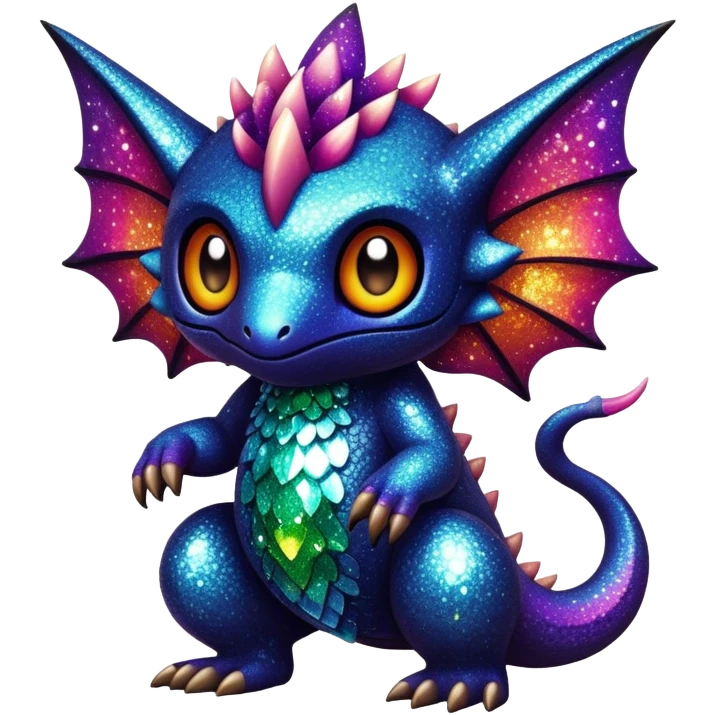 Randomly-colored sparkly dark exotic Fakémon-creature emoji