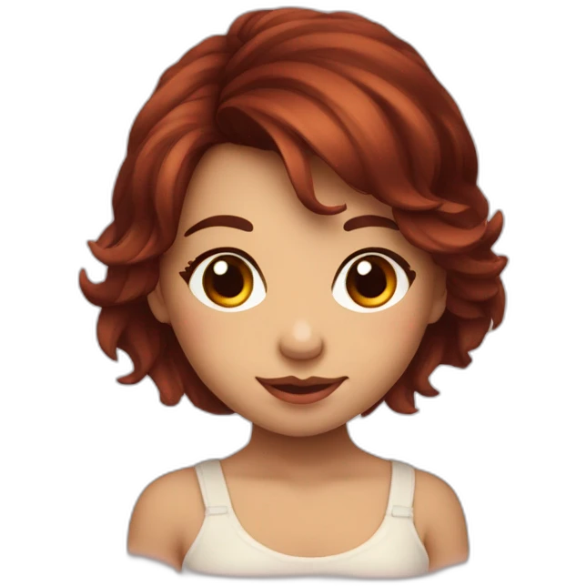 fille mignonne cheveux bordeaux yeux marron emoji