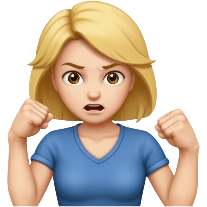 Mad woman showing her fist towards me  emoji