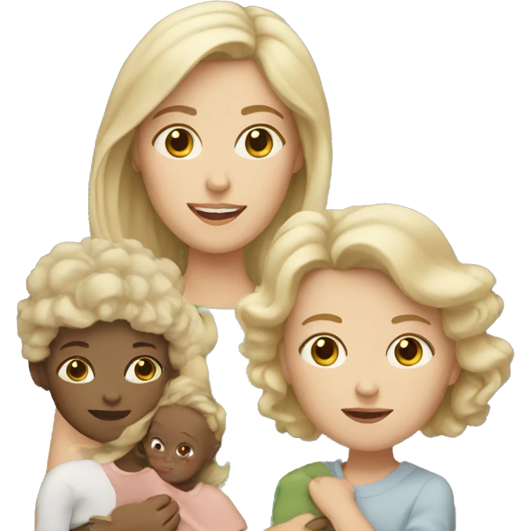 white woman with white
2 kids emoji