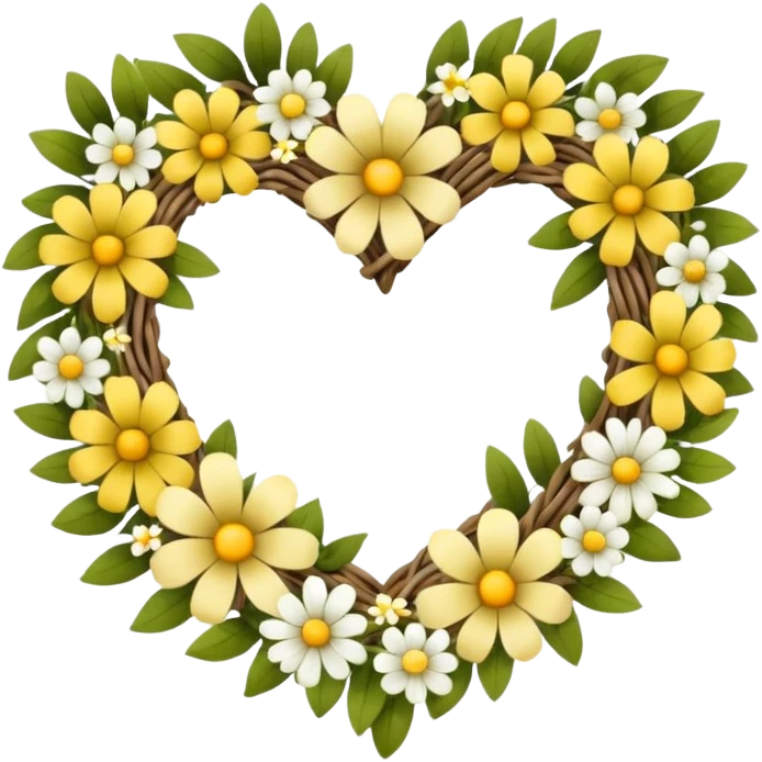 nature wreath heart, boho beautiful  emoji