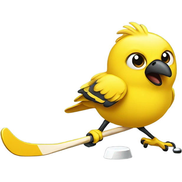 Yellow bird playing hockey emoji