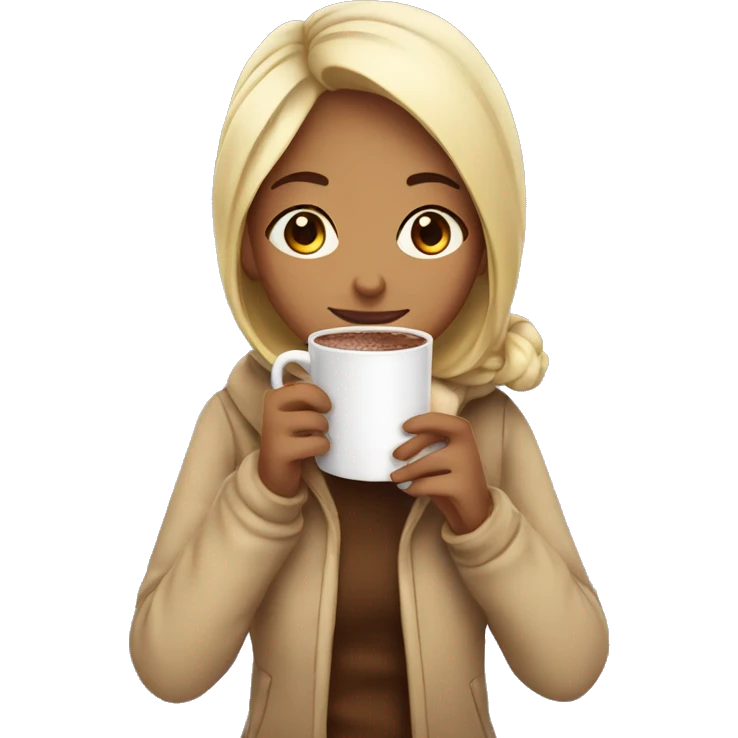 Girl drinking a cup of hot chocolate  emoji