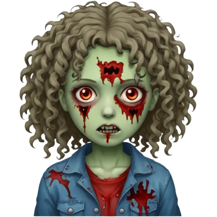 curly head girl zombie emoji