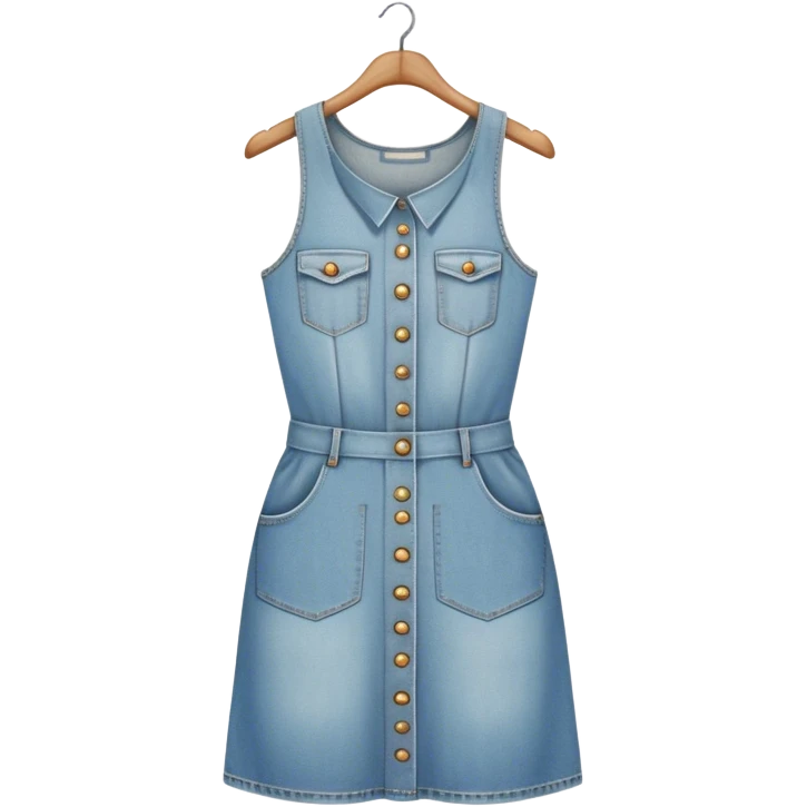 vintage light wash women's denim dress on hanger emoji