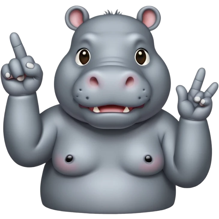 Hippo with middle finger emoji