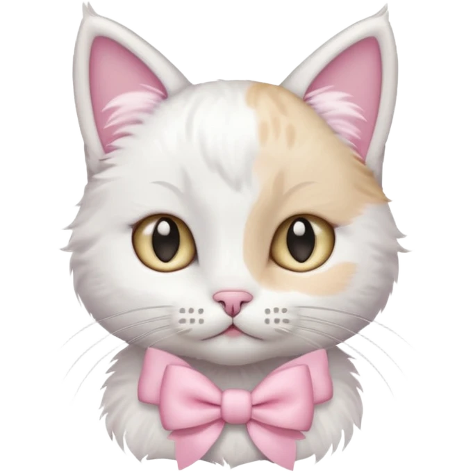A cat with a little pastel pinkbow and a starclip on their ear emoji