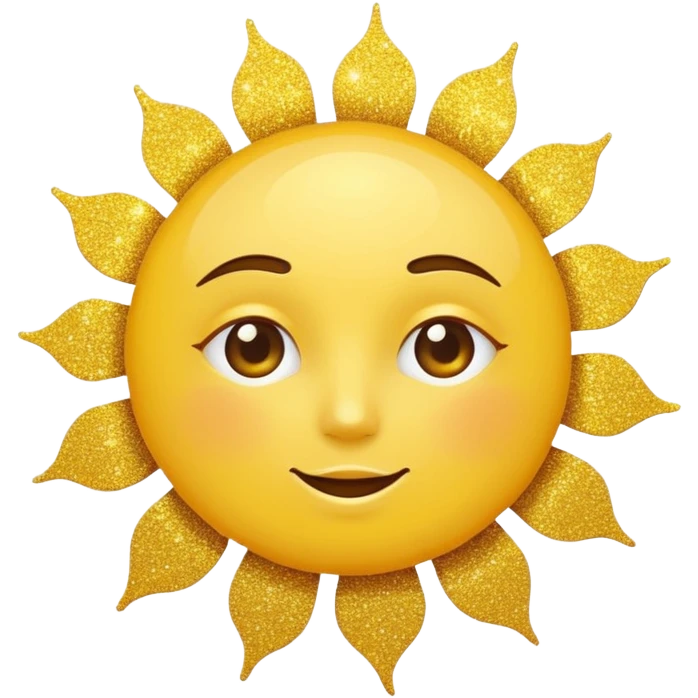 sun in 2d golden glitter in colour emoji