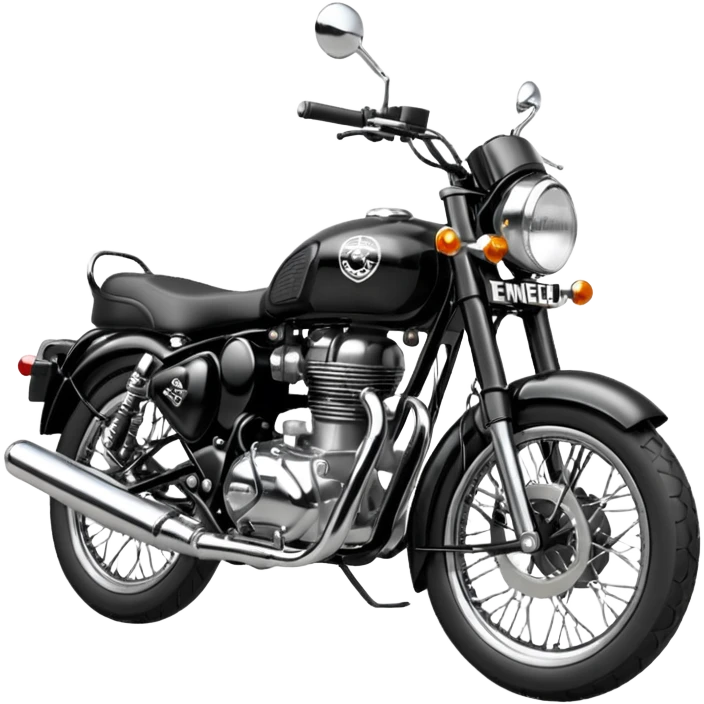 Black royal Enfield with white logo facing right side emoji
