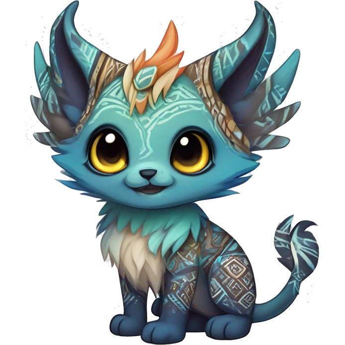 cute Kawaii edgy ethereal shy epic tribal fantasy animal fursona Fionbri creature by griffsnuff & LiLaiRa & Falvie with exotic colors with intricate patterns full body emoji