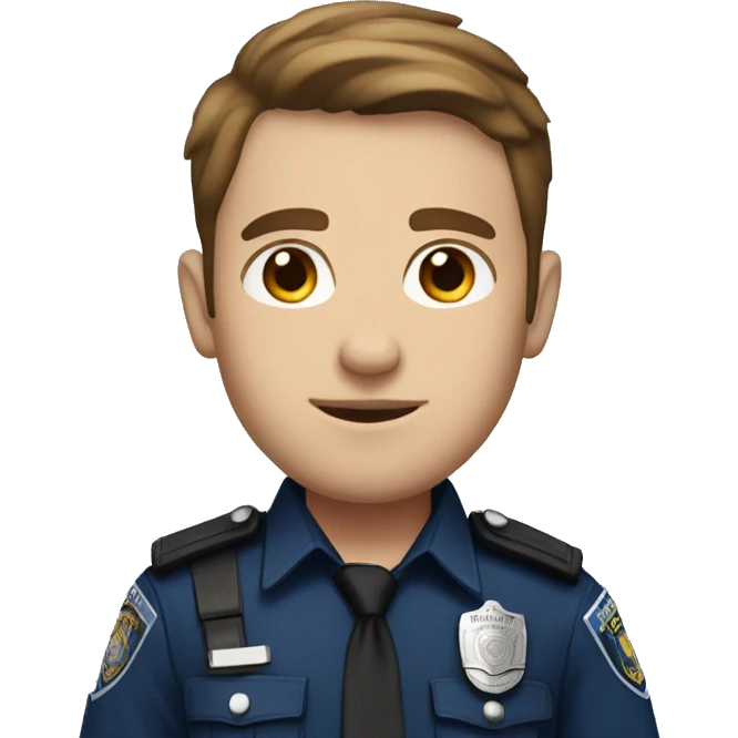 Man with brown short hair, blue eyes and wearing a police outfit emoji