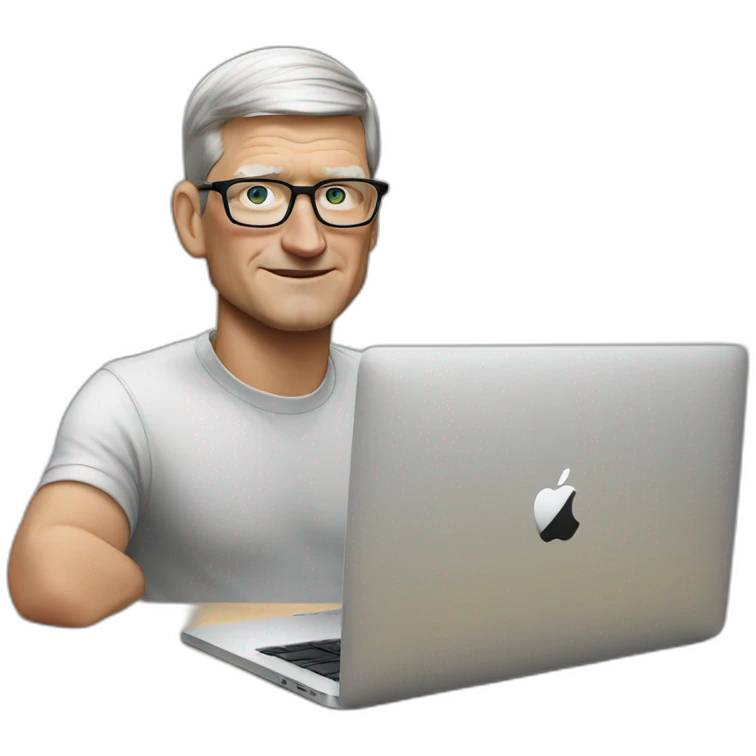 tim cook with a macbook pro emoji