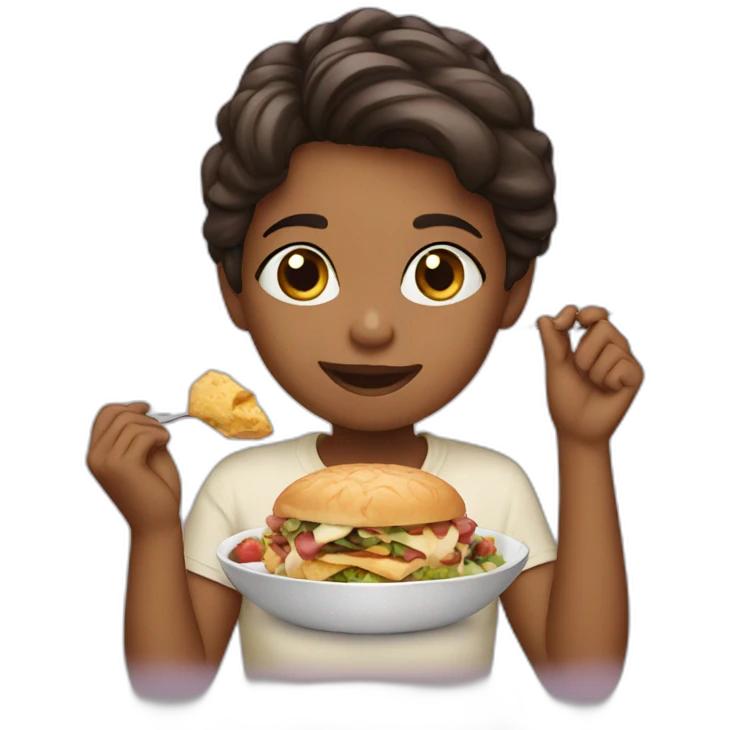 Cute girl eating  emoji