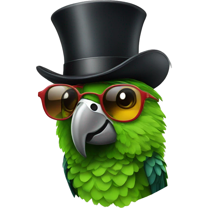 parrot with sunglasses and top hat emoji