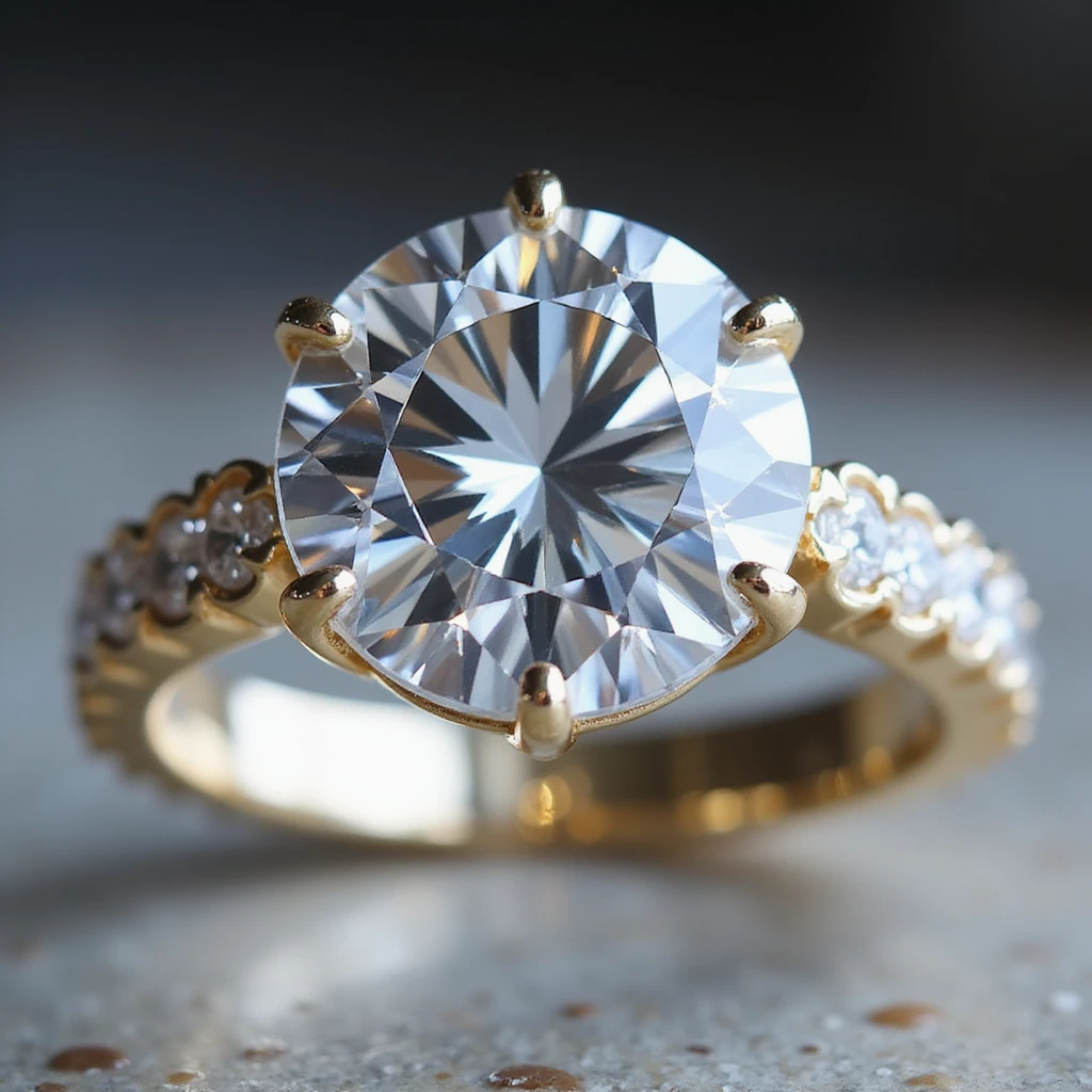 a sparkling diamond ring, realistic style, photorealistic, detailed, shiny emoji