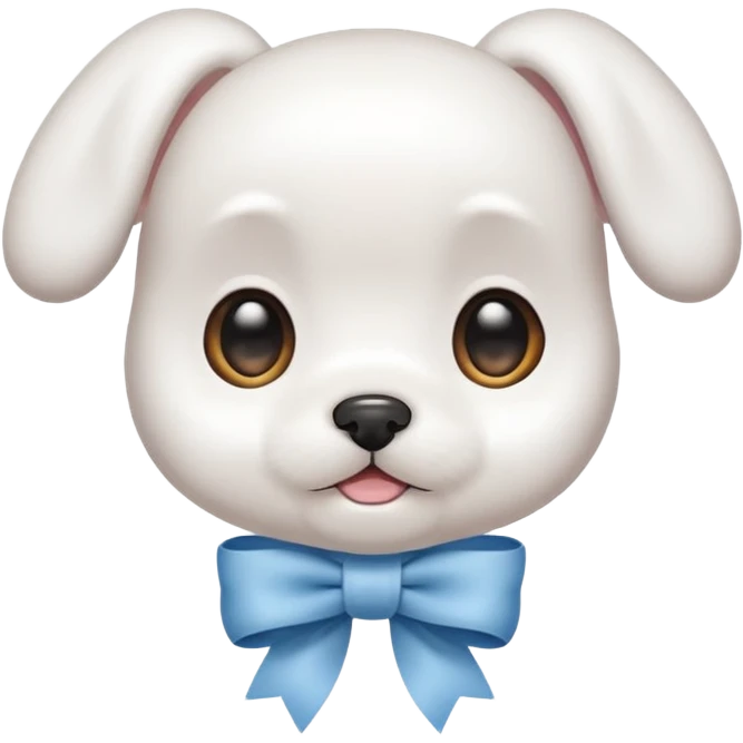 white baby maltese ribbon short ear face emoji