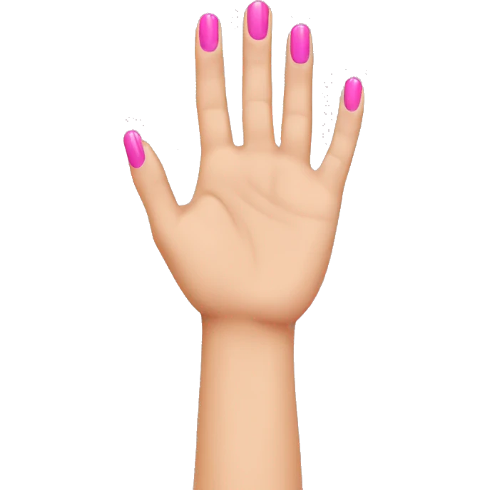 Stop hand with pink nails emoji