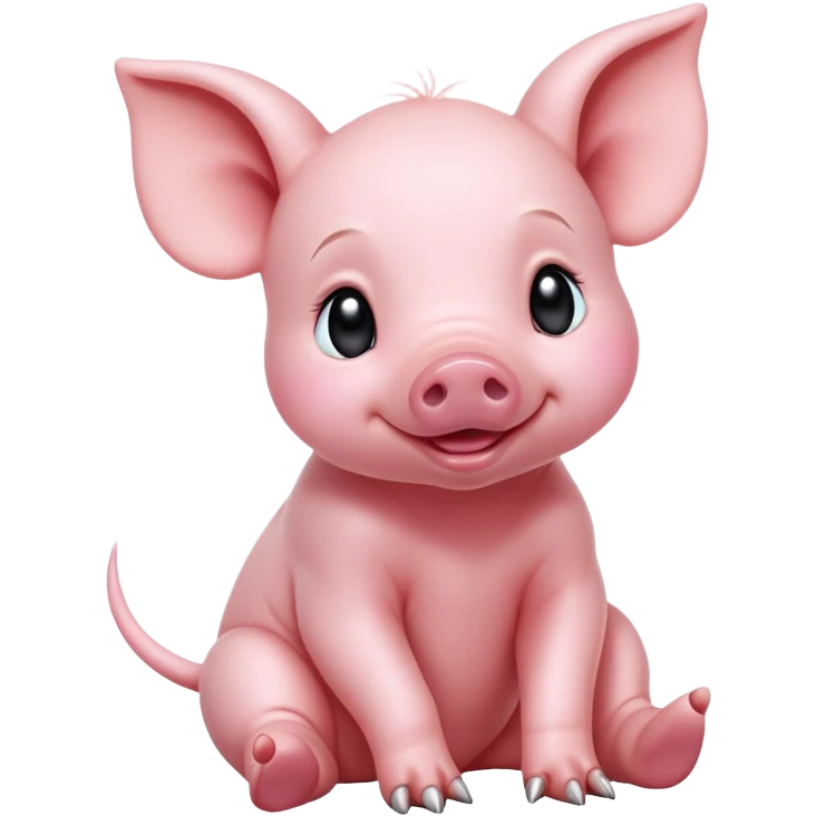cinematic-[realistic piglet]-realistic-full-body-sitting-emoji,-tail-flicking-lazily,-head-tilted-dramatically,-sleek-[pink]-skin,-simplified-yet-realistic-focused-features,-highly-detailed,-glowing-with-an-almost-sarcastic-glow emoji