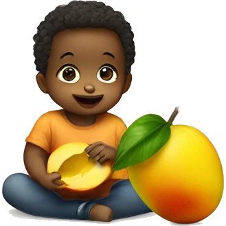 Toddler eat mango emoji