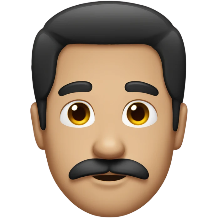 Straight Black hair and mustache  emoji