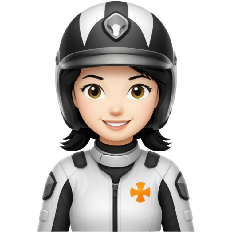 white dirt bike girl with black hair  emoji