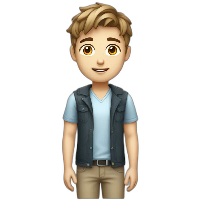 a glass,handsome, fair skin boy who is a programmer with laptop , short hari emoji