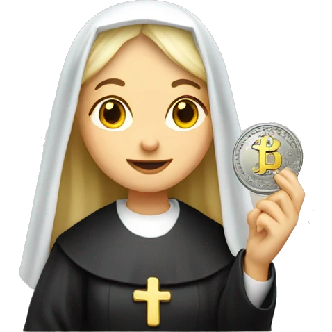 A blonde nun holding a dime 10c emoji