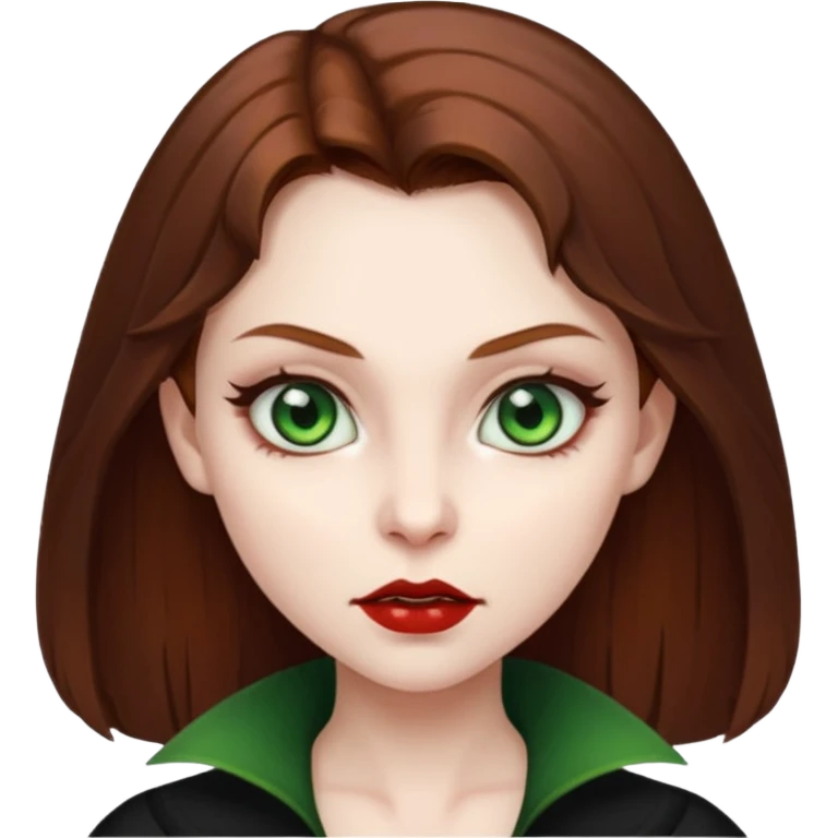 vampire girl with brown hair and green eyes emoji