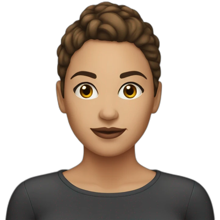 30 year old woman buzzed head brown hair olive skin make up  emoji
