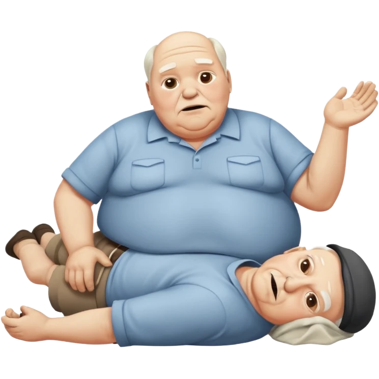 elderly overweight white man with no clothes on lying dead on the ground emoji