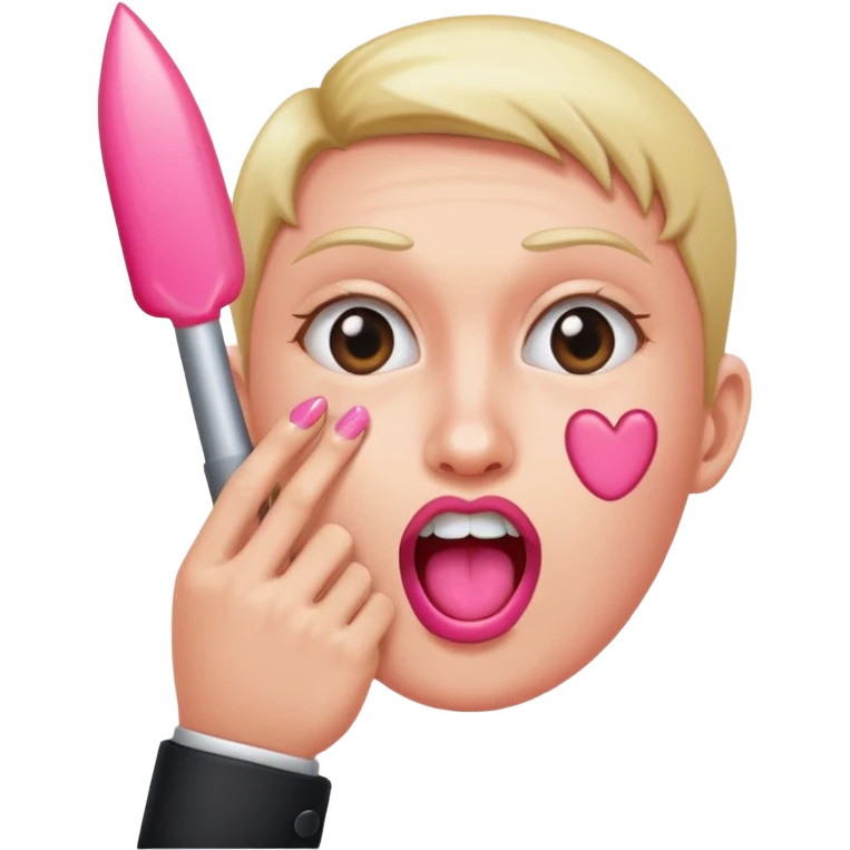 emojis face biting fresh pink acrylic pointer finger nail  emoji