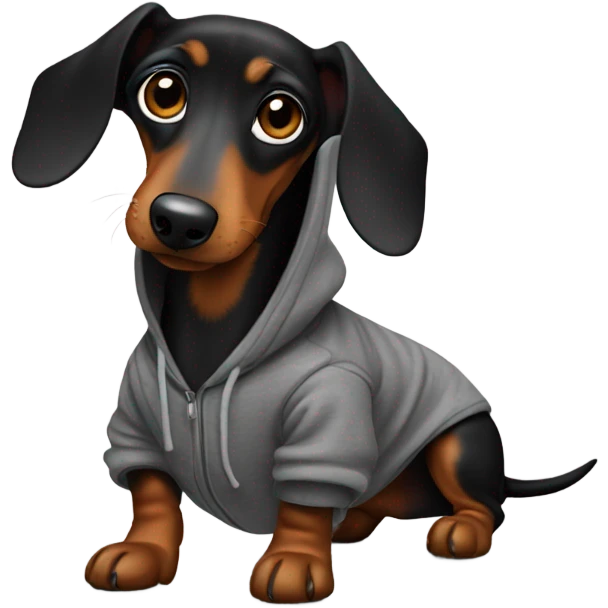 Black Dachshund wearing hoodie emoji
