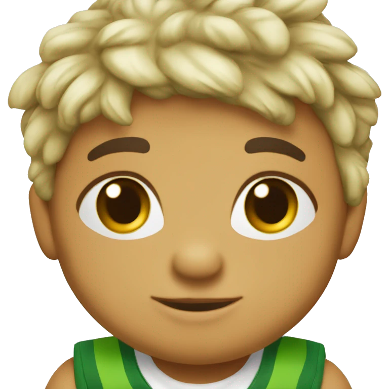 Um tigre bebe fofo com camisa branca e verde emoji
