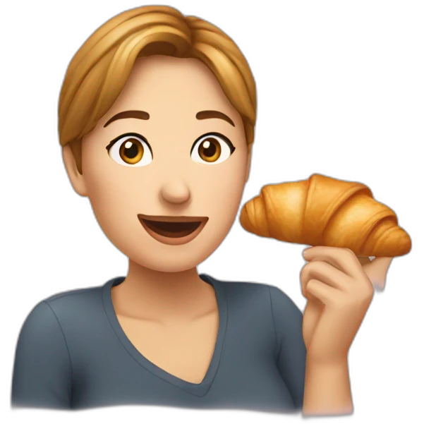 Une femme mange un croissant  emoji