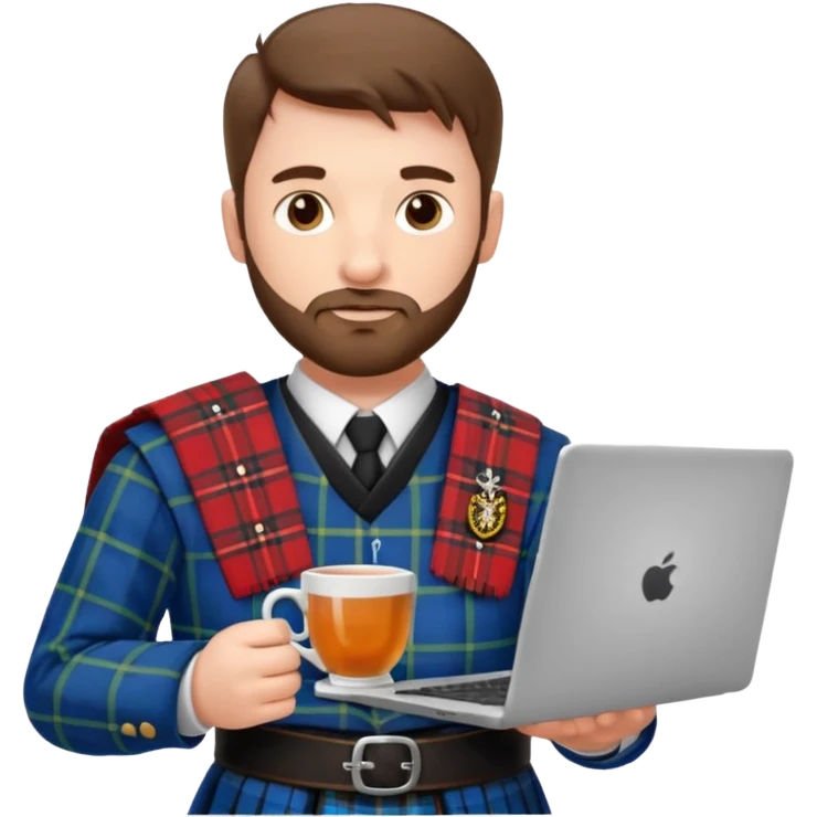 SCOTTISH MAN WITH STUBBLE PRODUCER ON LAPTOP  emoji