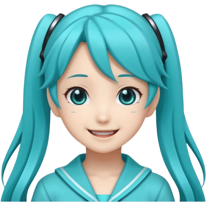 Hatsune Miku as a emoticon and is cute like an anime girl emoji