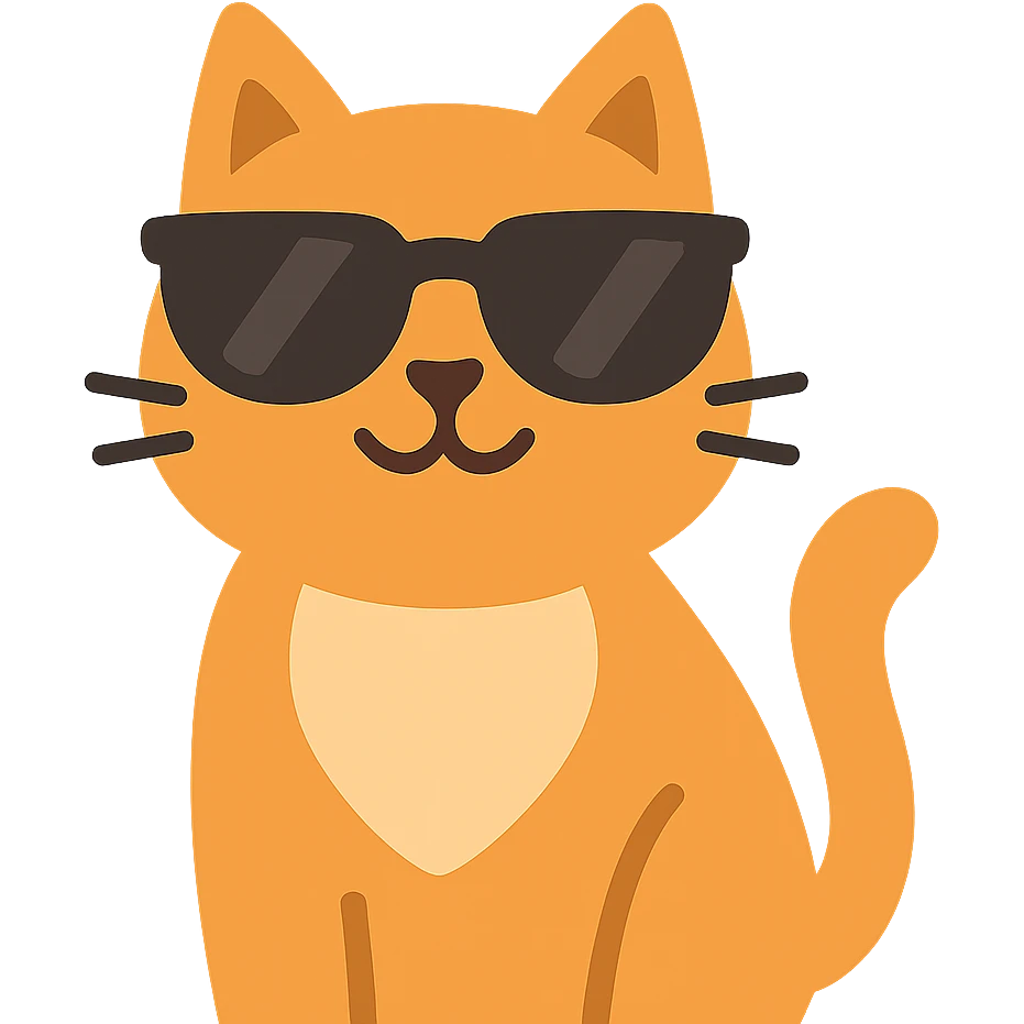 flat design style cat wearing sunglasses emoji