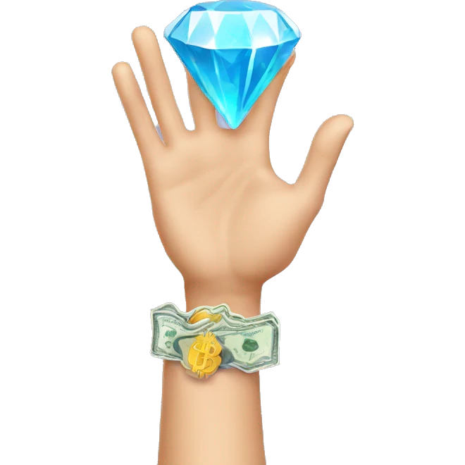 diamond hands with bitcoin emoji
