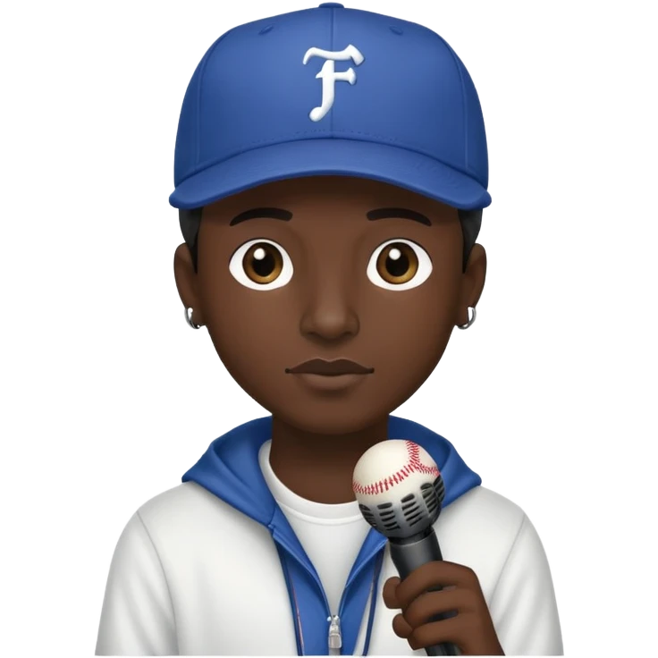 rapper with microphone and baseball cap emoji