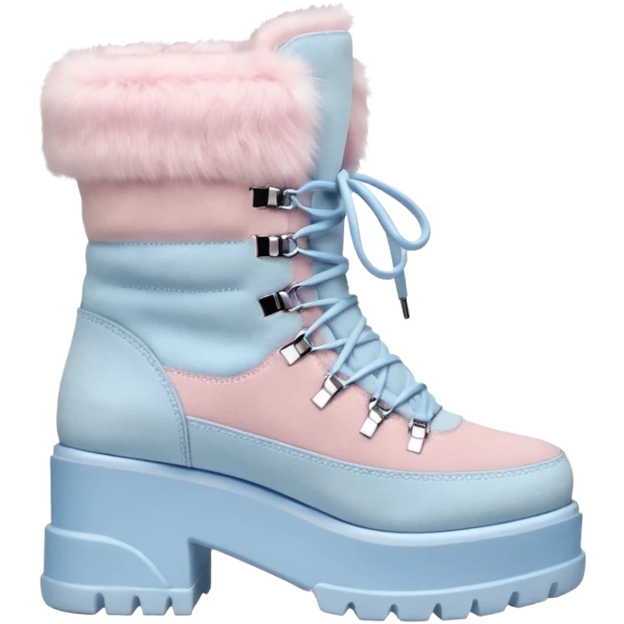 high platform suede & fur winter boots in pastel colours emoji
