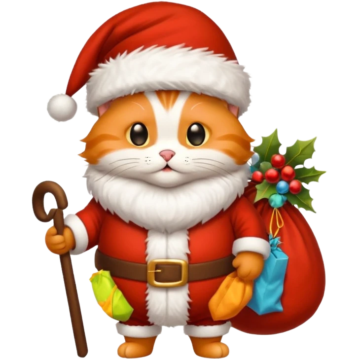 A cat dressed as Santa Claus and New Year 2026 emoji