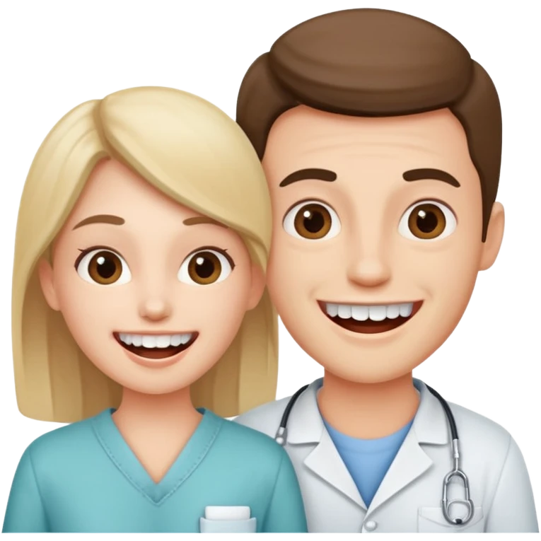 a young adult couple, excited and ready for a dental checkup emoji